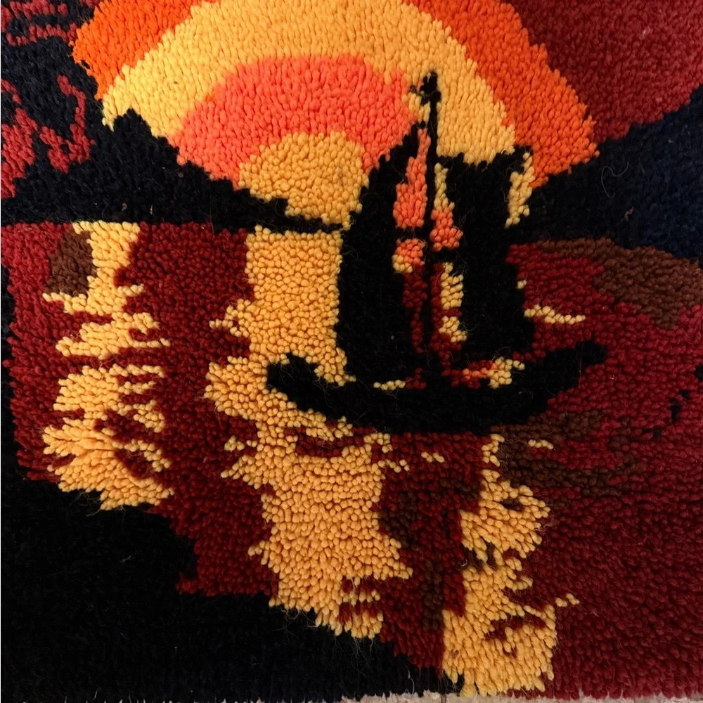 60s Vintage Needlework wall decor Sailboat & Sunset Pattern 34